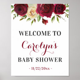 Marsala Herfst Baby shower Sprinkle Welkomstteken Poster