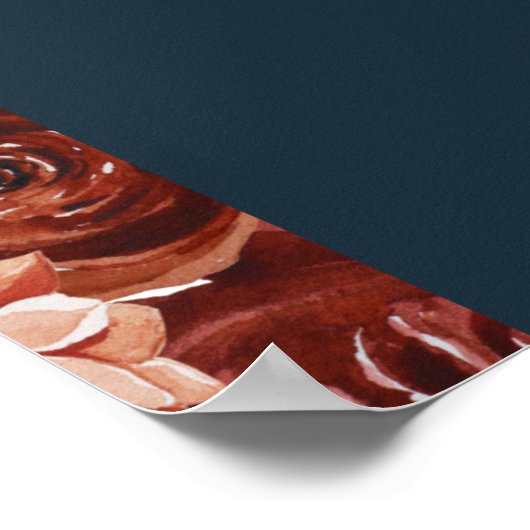 Marsala Herfst Bloem | Navy Kaarten & Geschenken A Poster (Hoek)