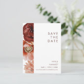 Marsala Herfst Bloem Wit Save The Date Postcard Uitnodiging Briefkaart (Staand voorkant)