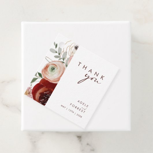 Marsala Herfst Bloemen | Wit Dank u Bedankjes Labels (In situ)