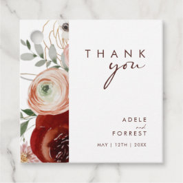 Marsala Herfst Bloemen | Wit Dank u Bedankjes Labels