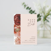 Marsala Herfst Bloemige Blush Save The Date Postca Uitnodiging Briefkaart (Staand voorkant)