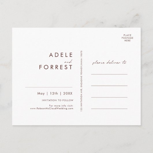 Marsala herfst bloemige witte save the date ansich uitnodiging briefkaart (Achterkant)