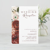 Marsala Herfst Bloemstuk | Witte Trouwreceptie Kaart (Staand voorkant)