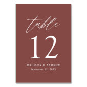 Marsala Herfst Bruiloft Tafel Nummer Kaart (Voorkant)