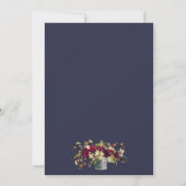 Marsala & Ivoorsirozen | Navy Bruiloftsfeest Kaart (Achterkant)