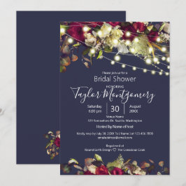 Marsala & Ivoorsirozen | Navy Bruiloftsfeest Kaart