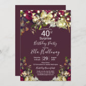 Marsala & Ivory Rozen 40e Verzekeringspartij Kaart (Voorkant / Achterkant)