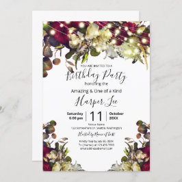 Marsala & Ivory Waterverf Rozen Birthday Party Kaart