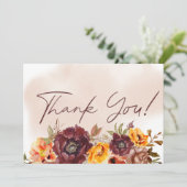 Marsala Klei & Geel Boeket Bruiloft Bedankkaart (Staand voorkant)