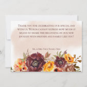 Marsala Klei & Geel Boeket Bruiloft Bedankkaart (Achterkant)