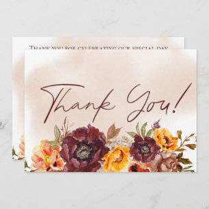 Marsala Klei & Geel Boeket Bruiloft Bedankkaart