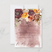 Marsala Klei & Geel Boeket Bruiloft RSVP Kaartje (Voorkant)