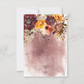 Marsala Klei & Geel Boeket Bruiloft RSVP Kaartje (Achterkant)