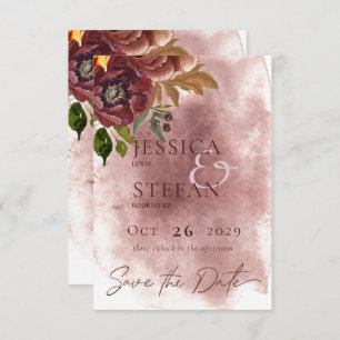 Marsala Klei & Geel Boeket Bruiloft Save The Date