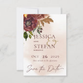 Marsala Klei & Geel Boeket Bruiloft Save The Date (Voorkant)