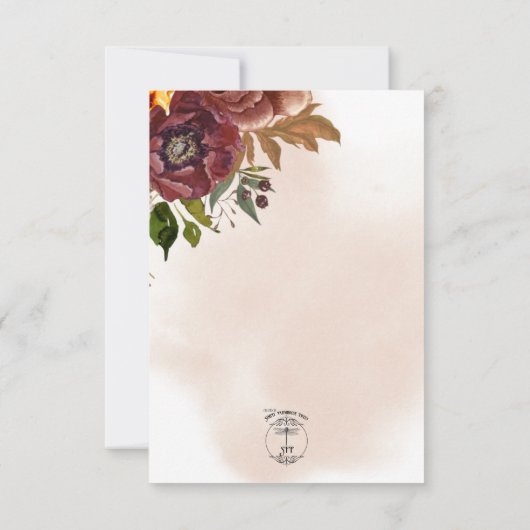 Marsala Klei & Geel Boeket Bruiloft Save The Date (Achterkant)