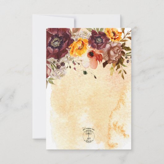 Marsala Klei & Geel Boeket Geel Bruiloft RSVP Kaartje (Achterkant)