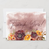 Marsala Klei & Geel Boeket Vlak Bruiloft Bedankkaart (Voorkant)