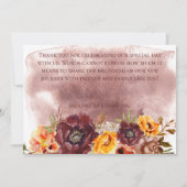 Marsala Klei & Geel Boeket Vlak Bruiloft Bedankkaart (Achterkant)