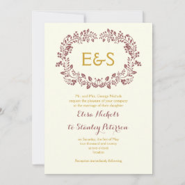 Marsala-lijst met initialen bruiloft kaart