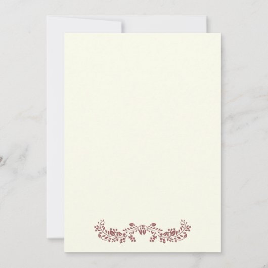 Marsala-lijst met initialen bruiloft kaart (Achterkant)