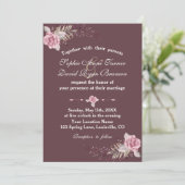Marsala Maroon Bloemen Waterverf bruiloft Uitnodig Kaart (Staand voorkant)
