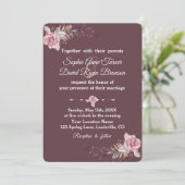 Marsala Maroon Bloemen Waterverf bruiloft Uitnodig Kaart (Staand voorkant)