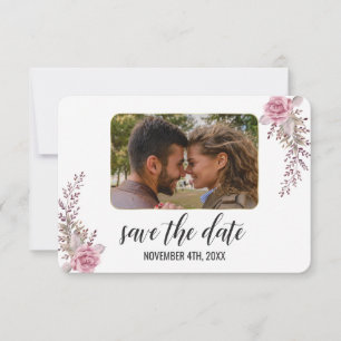 Marsala Maroon Bloemenschildering Save the Date