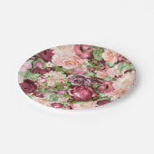 Marsala Maroon Bourgogne Rustieke Bloemen Papieren Bordje (Gekanteld)