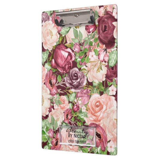 Marsala Maroon Burgundy Rustic Floral gepersonalis Klembord (Links)