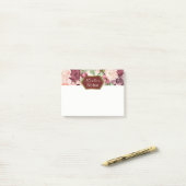 Marsala Maroon Burgundy Rustic Floral gepersonalis Post-it® Notes (Op bureau)