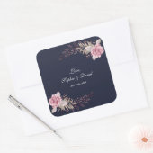 Marsala Maroon Floral Waterverf bruiloft Vierkante Sticker (Envelop)