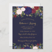 Marsala Marsala Wijn Bloemen Huwelijksuitnodiging Kaart (Voorkant)