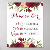 Marsala Mimosa Bar Bord Bruiloft Bruidsfeest Herfs Poster (Voorkant)