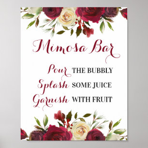 Marsala Mimosa Bar Bord Bruiloft Bruidsfeest Herfs Poster