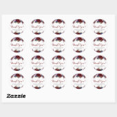Marsala Navy Bloemachtige Trouw Trouwkaart Ronde Sticker (Vel)
