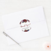Marsala Navy Bloemachtige Trouw Trouwkaart Ronde Sticker (Envelop)