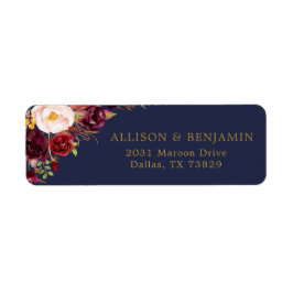 Marsala Navy Bloemen Retouradres Label