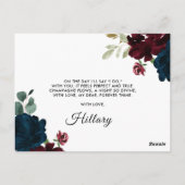 Marsala & Navy Bloemen Rustiek Bruidsmeisje Voorst Briefkaart (Achterkant)