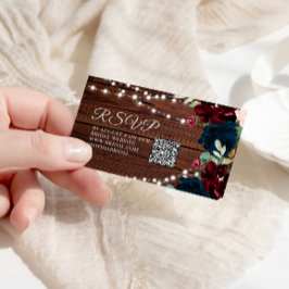 Marsala & Navy Bloemen Rustiek Vrijgezellenfeest Q Informatiekaartje