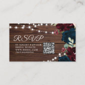 Marsala & Navy Bloemen Rustiek Vrijgezellenfeest Q Informatiekaartje (Voorkant)