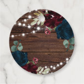 Marsala & Navy Bloemen Rustieke Bruiloft Feest  Bedankjes Labels (Achterkant)