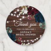 Marsala & Navy Bloemen Rustieke Bruiloft Feest  Bedankjes Labels (Voorkant)