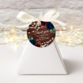 Marsala & Navy Bloemen Rustieke Bruiloft Feest Bedankjes Labels