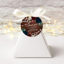 Marsala & Navy Bloemen Rustieke Bruiloft Feest Bedankjes Labels