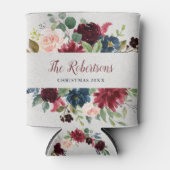 Marsala & Navy Bloemen Shabby Chic Vakantie Party Blikjeskoeler (Voorkant)