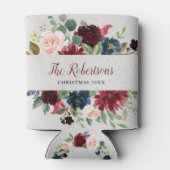 Marsala & Navy Bloemen Shabby Chic Vakantie Party Blikjeskoeler (Achterkant)