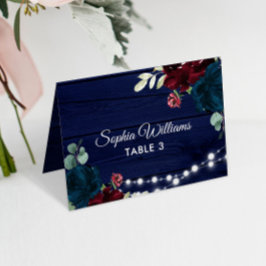 Marsala & Navy Bloemen Trouwplaats Kaart