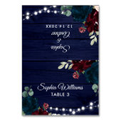 Marsala & Navy Bloemen Trouwplaats Kaart (Voorkant)